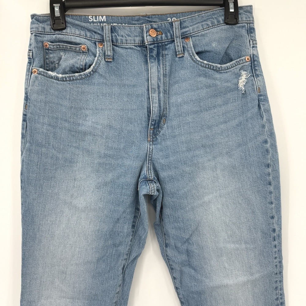 J.Crew Jeans Women 30 Blue Slim Boyfriend High Rise Light Wash Distressed‎ Denim